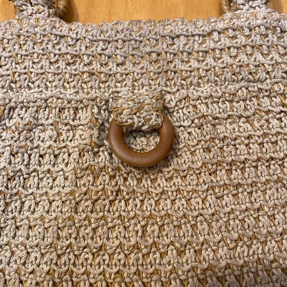 Rattan Hand Bag Bamboo Handle White Lotus Purse Pocketbook Wedding Summer Beach - Picture 2 of 4